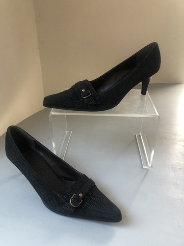 Clarks Black Suede Leather Smart ARIZONA Court Shoes, Size Uk 6.5 D Ex Cond - Picture 8 of 11