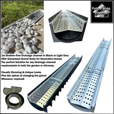 Decorative stone Gravel Drainage Drain channel 90mm Deep for Garden or driveway
