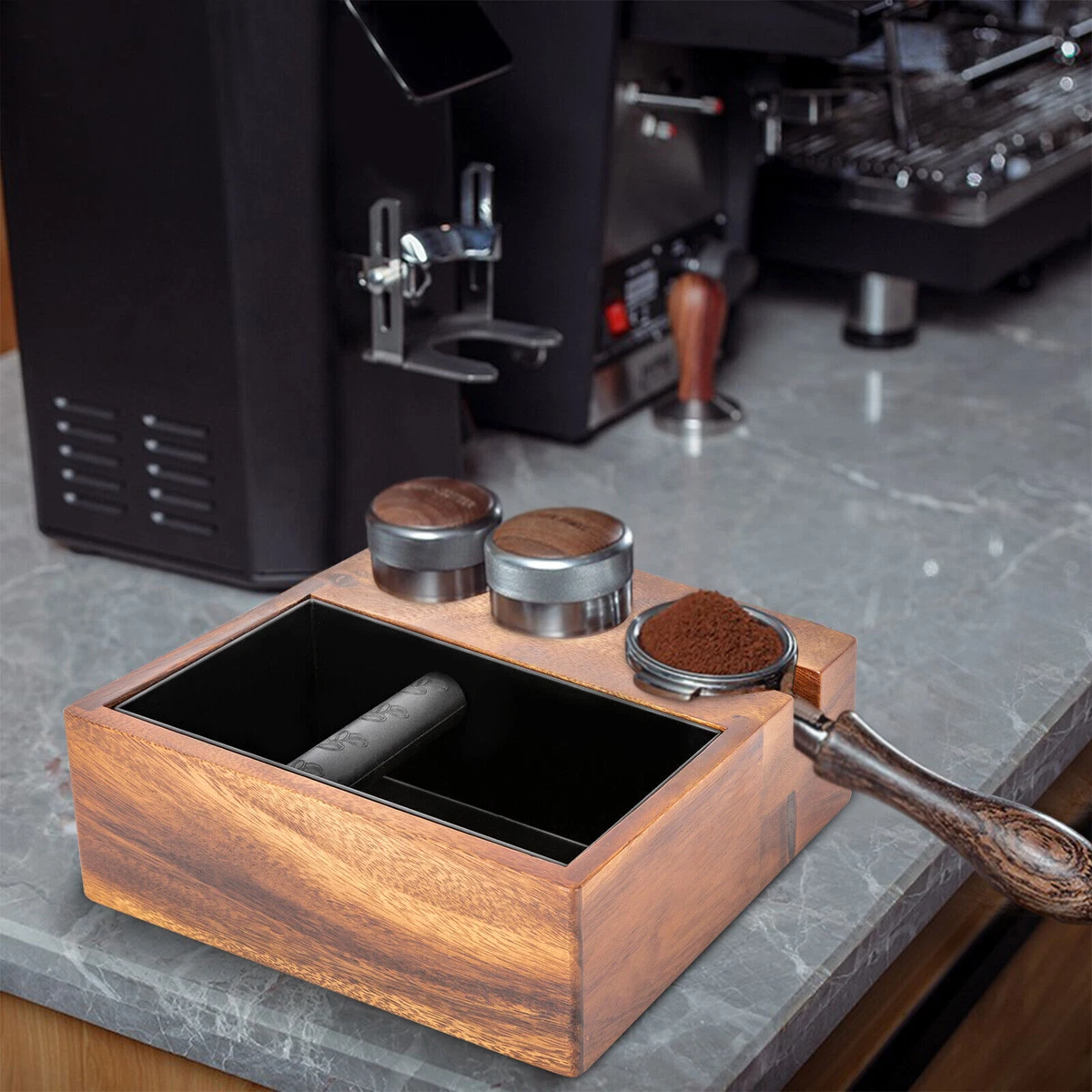 Espresso Knock Box Coffee Machine Accessories Fit 2.28inch Rectangular Tamper US