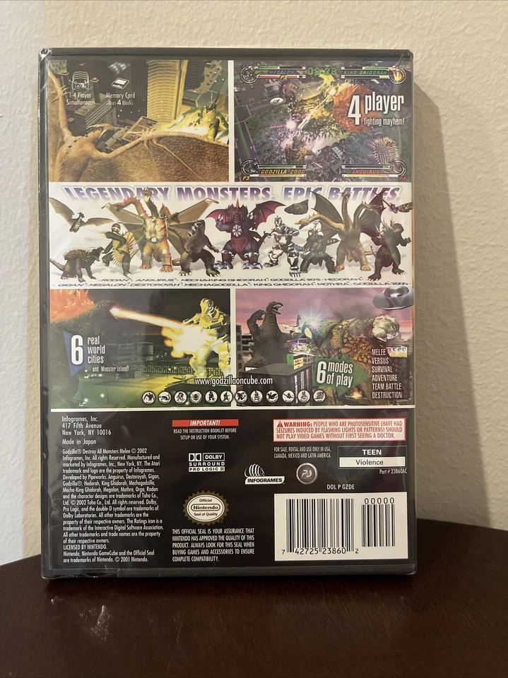 Godzilla Destroy All Monsters Melee (Nintendo GameCube, 2002) SEALED BLACK LABEL - Image 2 of 4