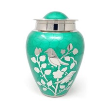 Green blessing birds large adult cremation urn for ashes
