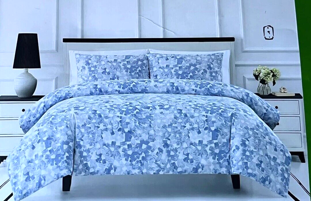 KATE SPADE Inky Floral Blue Cotton Full/Queen Comforter Set 3pc eBay
