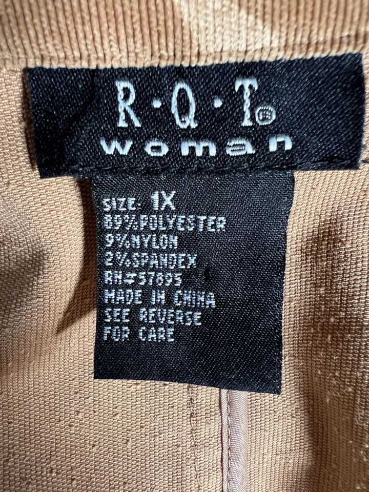 R.Q.T. Женщин 1 X напечатано вельветовая куртка кнопка застежки бежевый и коричневый полиэстер - Изображение 3 из 4