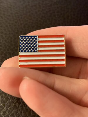 Vintage American Flag USA Gold Tone Enamel Lapel Pin (GW7)