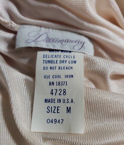 Dream Away Pale Pink Slip Nightgown Sz M Nylon Blush Lace Trim USA (See Desc) - Picture 6 of 8
