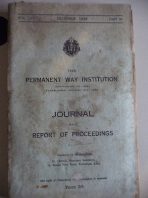 Railways British Rail PERMANENT WAY INSTITUTION JOURNAL Dezember 1939 .. 22