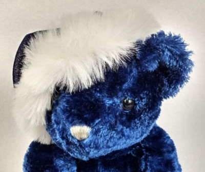 Dan Dee Teddy Bear Christmas Plush Stuffed Blue Silver White Santa Hat DanDee