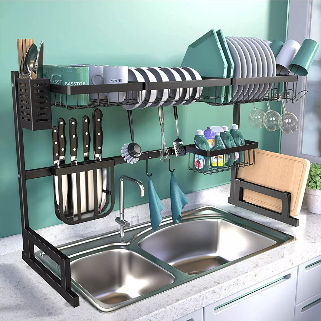 A Kitchen Space-Saver: Over the Sink Adjustable Dish Drying Rack