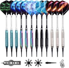 WIN.MAX Profi Softdarts 12er Set Regenbogen/Blau/Schwarz/Splitter