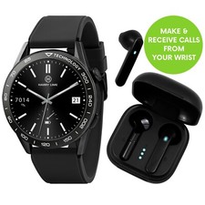 Image of Harry Lime Mens Series 27 Black Strap Smart Watch With True Wireless Earphones