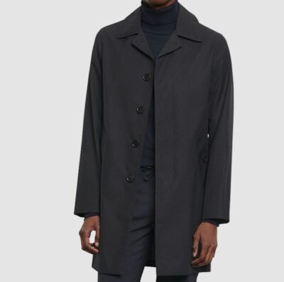 $580 Sandro Men's Blue Mac Town Trench Coat Jacket Size XL