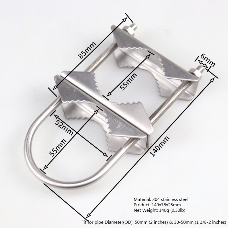 2-Pack Double Antenna Mast Clamp – V-Jaw Block, 5.5″ Bolts, 3 Setup Options, For CB, Ham, TV, Flag Poles & More