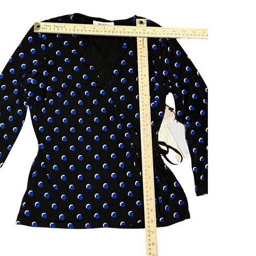 Camicia donna Bailey 44 manica 3/4 a strati a pois nera blu taglia XSmall $168 - Foto 5 di 12