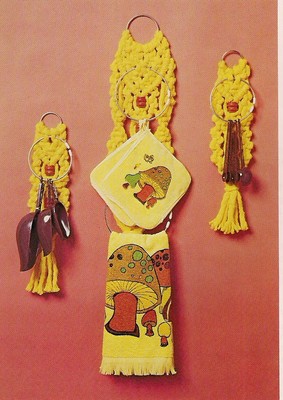 Macrame Kitchen Accessory Trio - Towel, Spoon & Cup Holder #NB1 Knotty but Nice