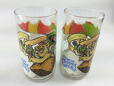 1981 McDONALDS THE GREAT MUPPET CAPER MOVIE MUPPETS GLASS lot of 2