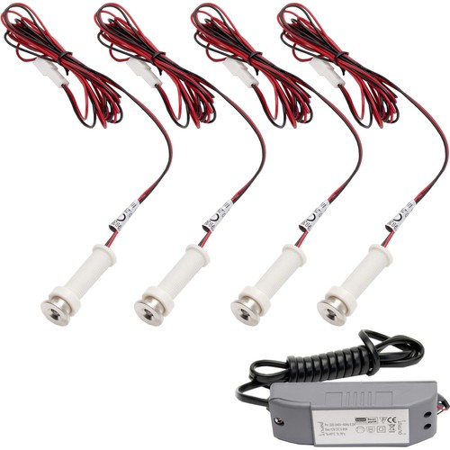 ROUND LED Plinth Light Kit 4x WARM WHITE Spotlights Kitchen Bathroom Floor Panel - Picture 10 of 12