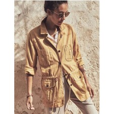 Nwt Faherty Larkspur Jacket Honey Brown Linen Blend Size Xs
