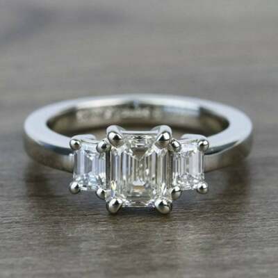 Emerald Cut 2.75Ct Diamond White Gold Finish Engagement Ring Simulated in Size 8