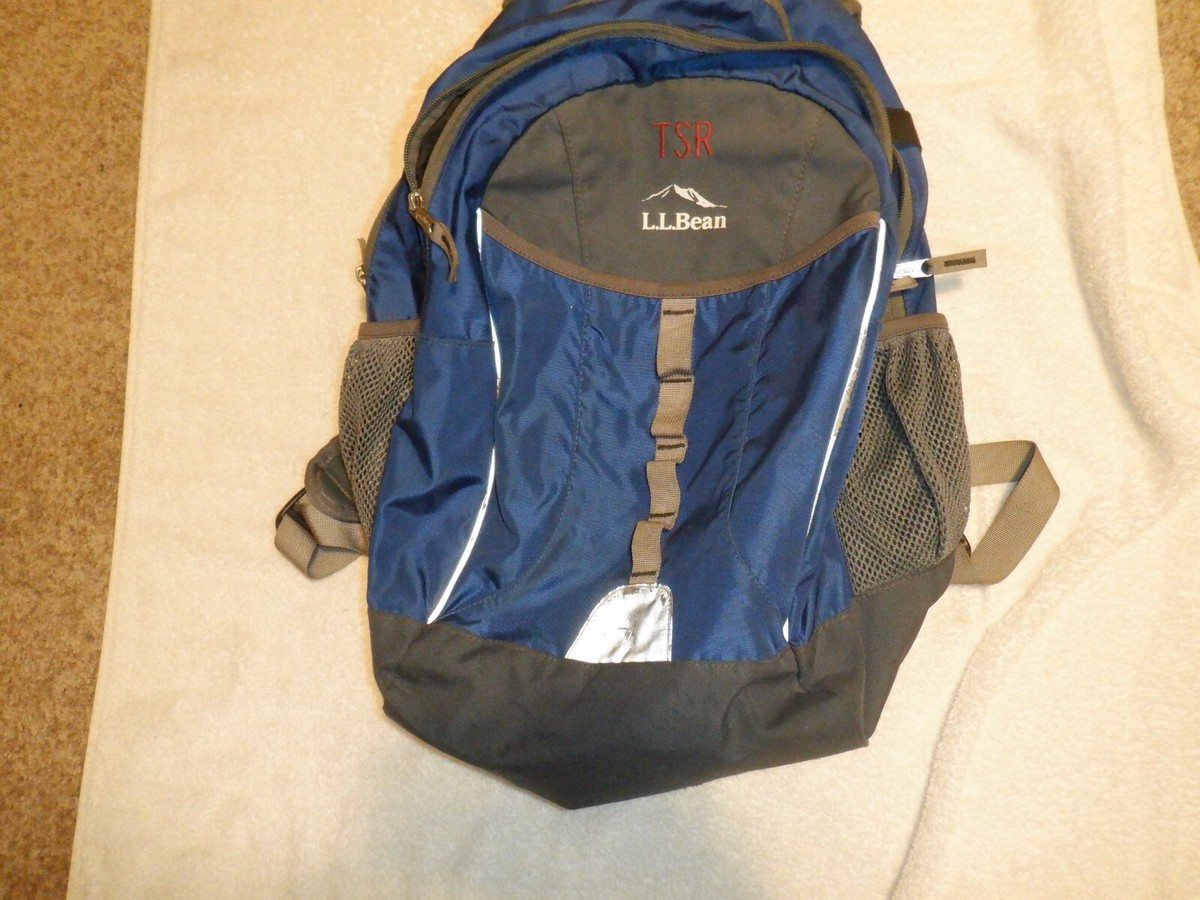 LL Bean Backpack Day Pack, Hiking, School, Travel, Blue Nylon, padded straps