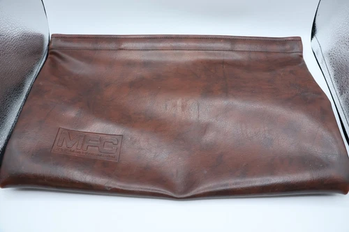 MACK FINANCIAL CORPORATION "MFC" Leather Bag Vintage Metal Strip Frame Closure