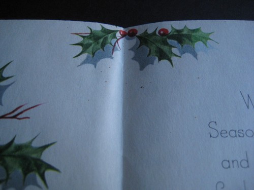 1950s vintage greeting card CHRISTMAS Glittered Holly Around "Merry Christmas" - Picture 7 of 12