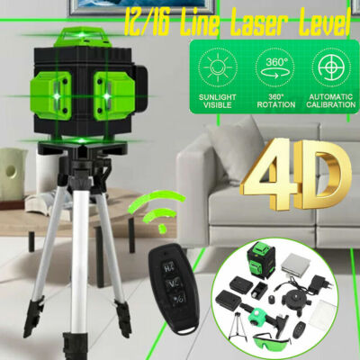4D Laser Level 16 Line Grün Licht 360°Selbstnivellierend Kreuzlinienlaser&Stativ