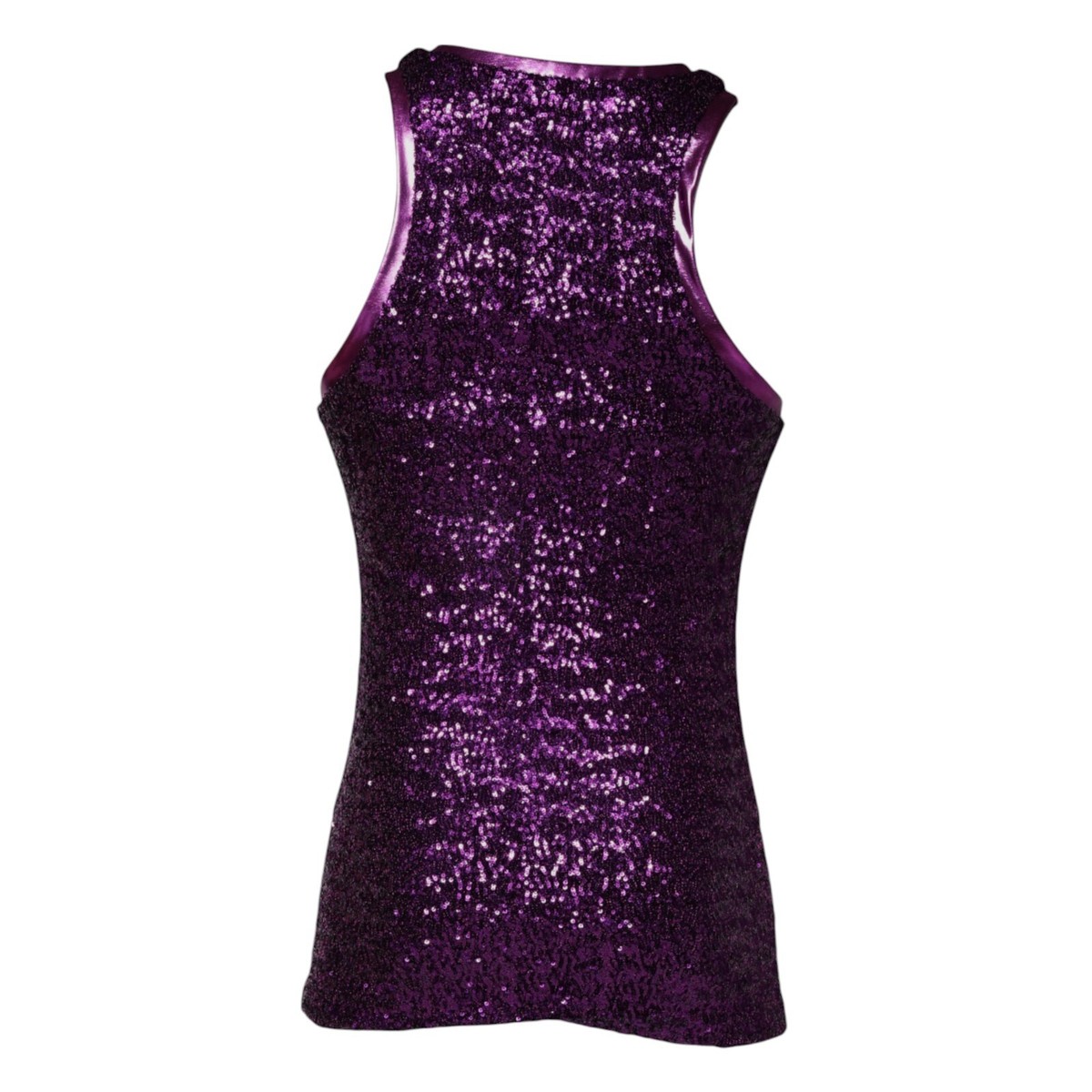 DOLCE & GABBANA T-shirt Purple Sequin Round Neck Sleeveless