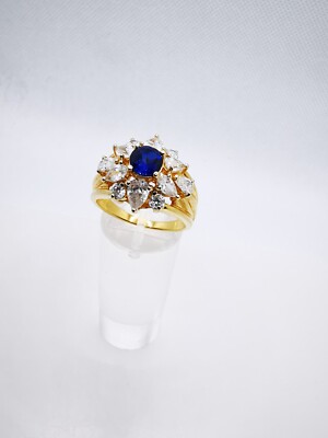 A feast for the eyes women's ring silver 925 gold-plated sapphire zircon gemstone size 62