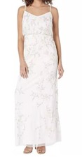 Adrianna Papell L33017 Ivory Beaded Embroidered Floral Gown Women's Size 14