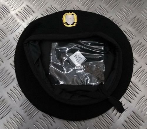 Genuine Military Spec Uniform Wool Beret H&S Black With Bahrain Badge Size 57cm - Picture 5 of 7