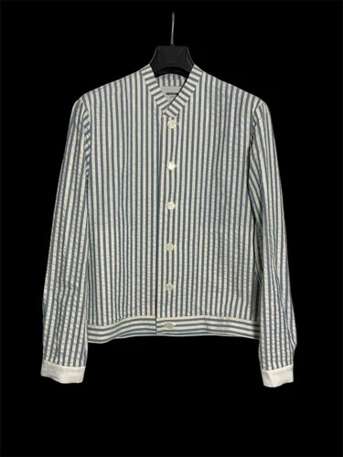 FACTOTUM HOMME M.I.Japan SZ 48 All White Cotton W/ Blue Striped Men’s Jacket PEC video thumbnail