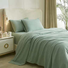 Sage Green Sheets for Queen Size Bed,4 Piece Cooling Sheet Set Queen Deep Pocket