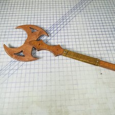Medieval Viking Staff Battle Axe Wooden Prop Fantasy Cosplay Toy 63" tall