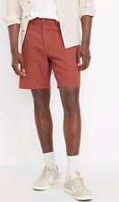NWT Men's Old Navy 8" Rotation Linen Blend Chino Shorts Size 38 Rusty Red 36 