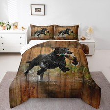 Duck Hunting Bedding Set King Size Black Dog Mallard Duck Hunting Comforter S...
