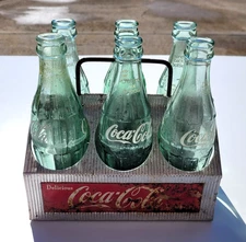 VINTAGE 1950's COCA-COLA ALUMINUM CARRIER WITH 6 COKE BOTTLES