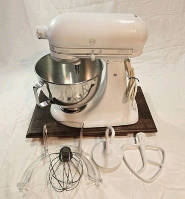 KitchenAid KSM150PSWW White 5 Quart Artisan Stand Mixer w/Bowl & Attachments 