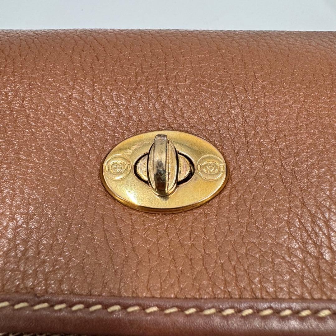 GUCCI Turnlock Leather Shoulder Bag Brown Authentic Crossbody Vintage thumbnail 12