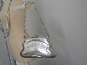 Antique Silver Plate Victorian Dance Purse Card Holder