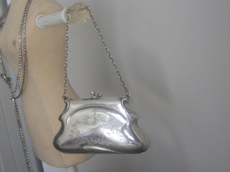 Antique Silver Plate Victorian Dance Purse Card Holder