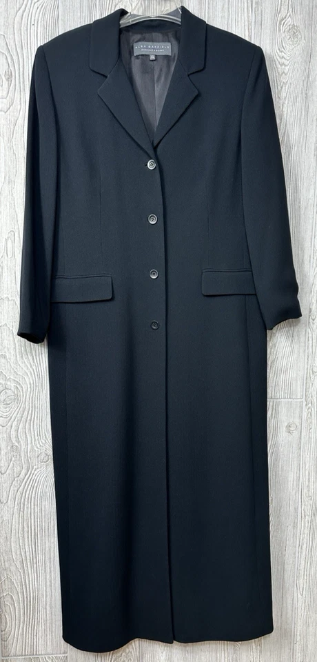Vintage Alex Garfield & Marks Roadster Black Long Maxi Coat Size 14 Made in USA