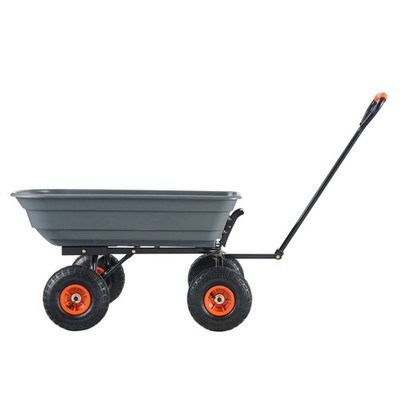 Steel Dump Cart 600lb Capacity Easy Assembly 2-in-1 Handle 10'' Tires
