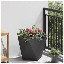 Garden Planter Black 40x40x40 cm Steel Corrugated Outdoor Modern Planter Heavy