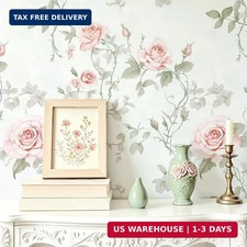 Floral Peel and Stick Wallpaper Pink Flower Wall Paper Vintage Botanical Green L
