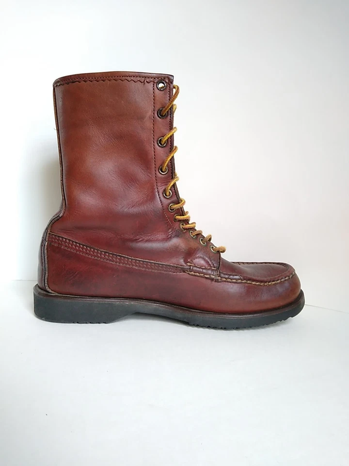 Botas de cuero marrón mocasín Russell vintage raras para hombre talla 10 estilo 5096 Foto 4 de 4