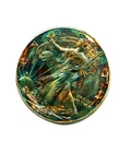 20021 GEM BU RAINBOW TONED AMERICAN SILVER  Eagle 1 Oz .999 Silver 996