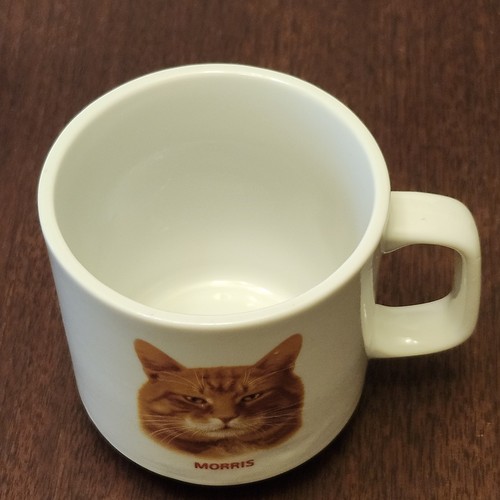 Vintage Morris The Cat White Ceramic Coffee Mug by Papel 9 Lives Mascot 70s 80s - Picture 2 of 6