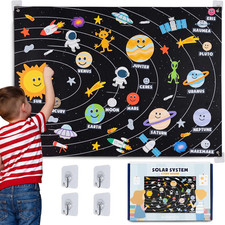 Solar System for Kids Toys with 61 Felt Figures. Space Montessori Toys, Girls Bo