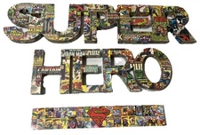 Marvel Superhero Retro Comics Wooden Signs Ironman Spider-Man Batman Avengers