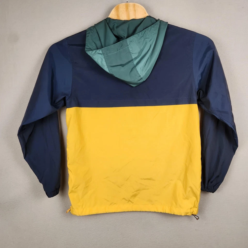 Chaqueta cortavientos RVCA para hombre pequeña azul amarillo con capucha Anorak bloque de color M722VRKI Foto 2 de 4